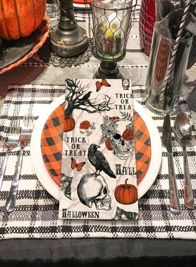 JarThenaAMCS مناديل ورقية للضيوف من JarThenaAMCS، 100 قطعة، بتصميمات قوطية على شكل جمجمة وخفاش وقرع، مناسبة للحمامات، بتصميم عتيق، للاستخدام مرة واحدة، مثالية لمستلزمات الحفلات المنزلية. - Image 5